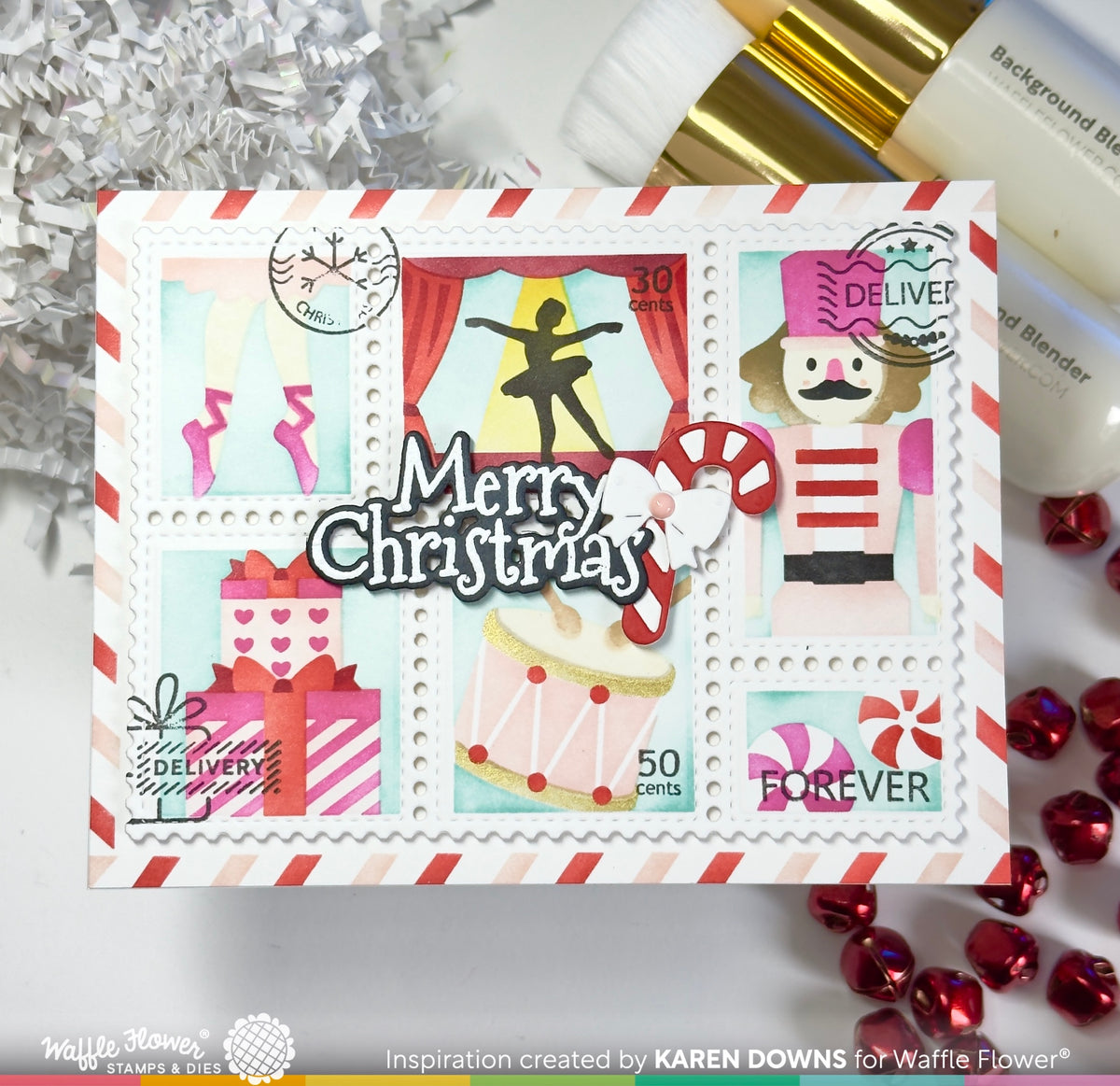 Waffle Flower Postage Collage Nutcracker Stencil - 422621