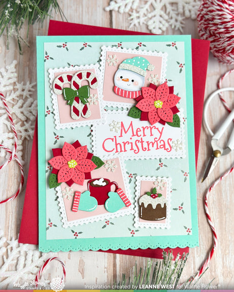 Waffle Flower Postage Collage Christmas Icons Die - 422622