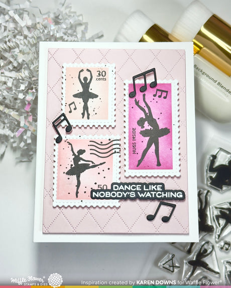 Waffle Flower Postage Collage Ballerina Silhouettes Stamp Set - 422623
