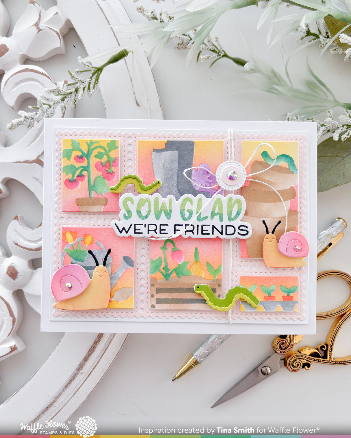 Waffle Flower Craft Postage Collage Gardening Stencil