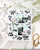 Waffle Flower Craft Postage Collage Garden Silhouettes Stamp Set