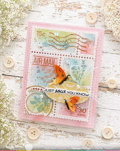 Waffle Flower Craft Postage Collage Herb Silhouettes Stamp Set