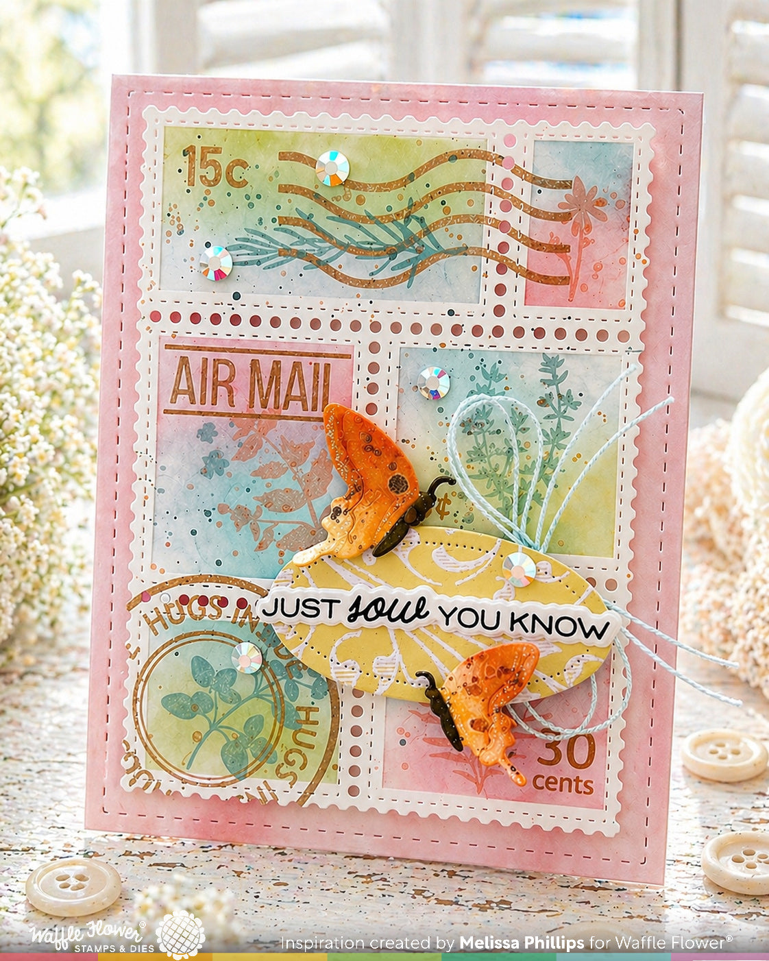 Waffle Flower Craft Postage Collage Herb Silhouettes Stamp Set