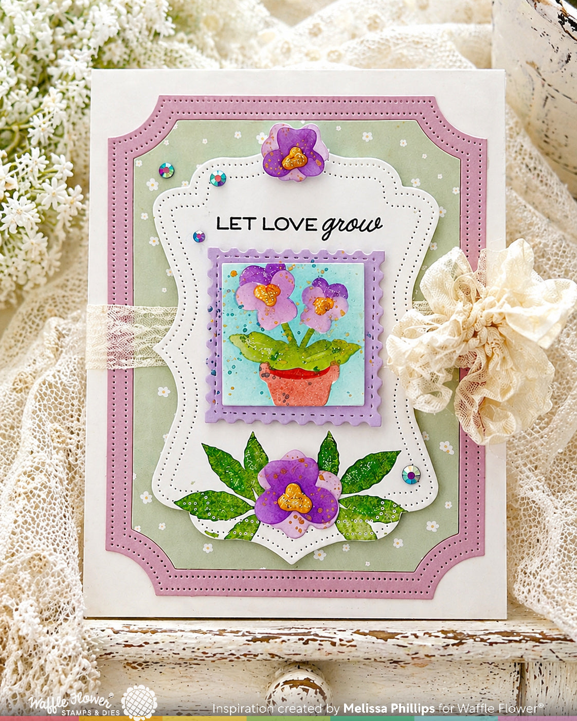 Waffle Flower Craft Postage Collage Herb Silhouettes Stamp Set