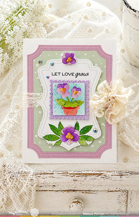 Waffle Flower Craft Postage Collage Herb Silhouettes Stamp Set