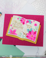 Waffle Flower Crafts Open Book Holiday Sayings Stamp Set