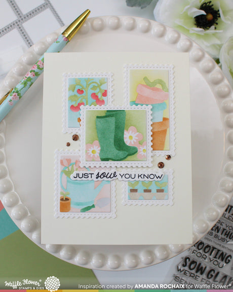 Waffle Flower Craft Postage Collage Gardening Stencil