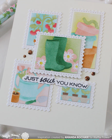 Waffle Flower Craft Postage Collage Gardening Stencil