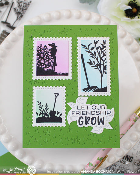 Waffle Flower Craft Postage Collage Garden Silhouettes Stamp Set