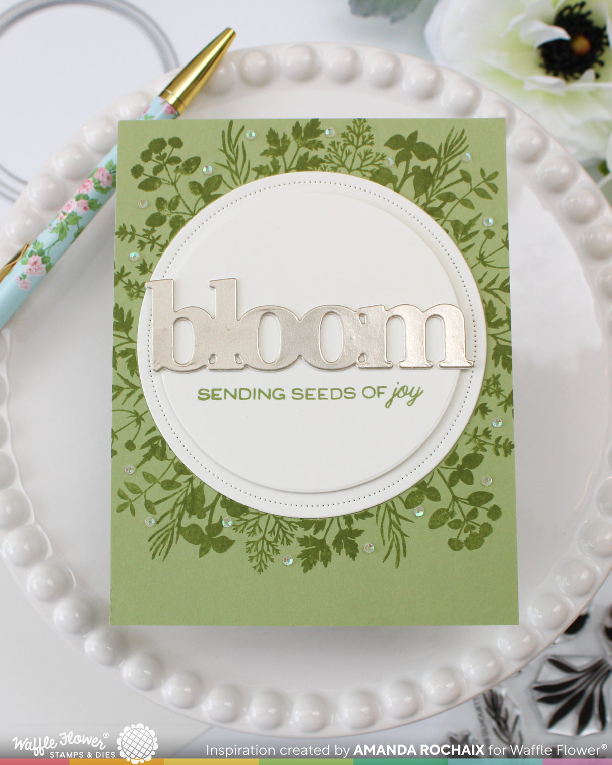 Waffle Flower Craft Postage Collage Herb Silhouettes Stamp Set