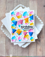 Waffle Flower Cupcake Background Coloring Stencil - 421977