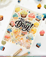 Waffle Flower Cupcake Background Coloring Stencil - 421977