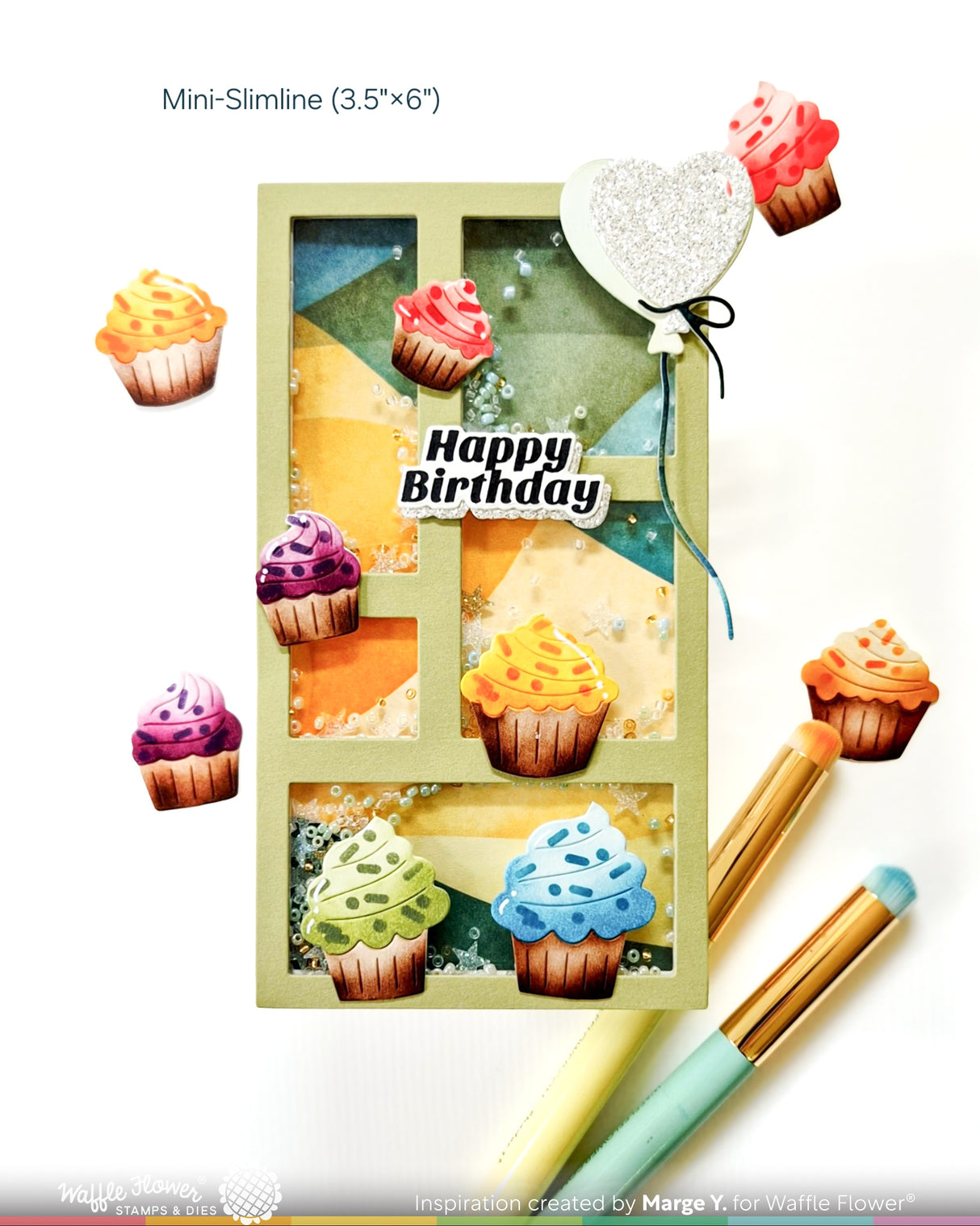 Waffle Flower Cupcake Background Coloring Stencil - 421977