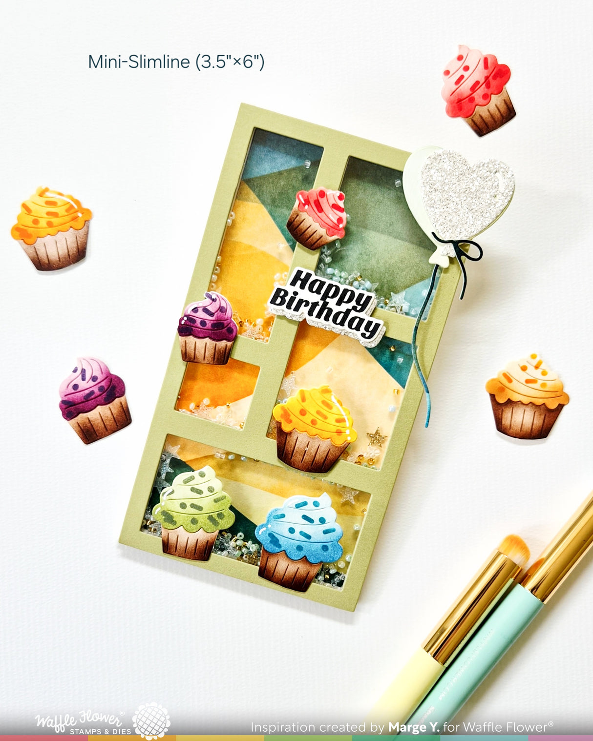 Waffle Flower Cupcake Background Coloring Stencil - 421977