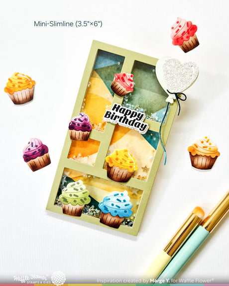 Waffle Flower Cupcake Background Coloring Stencil - 421977