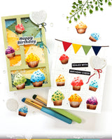 Waffle Flower Cupcake Background Coloring Stencil - 421977