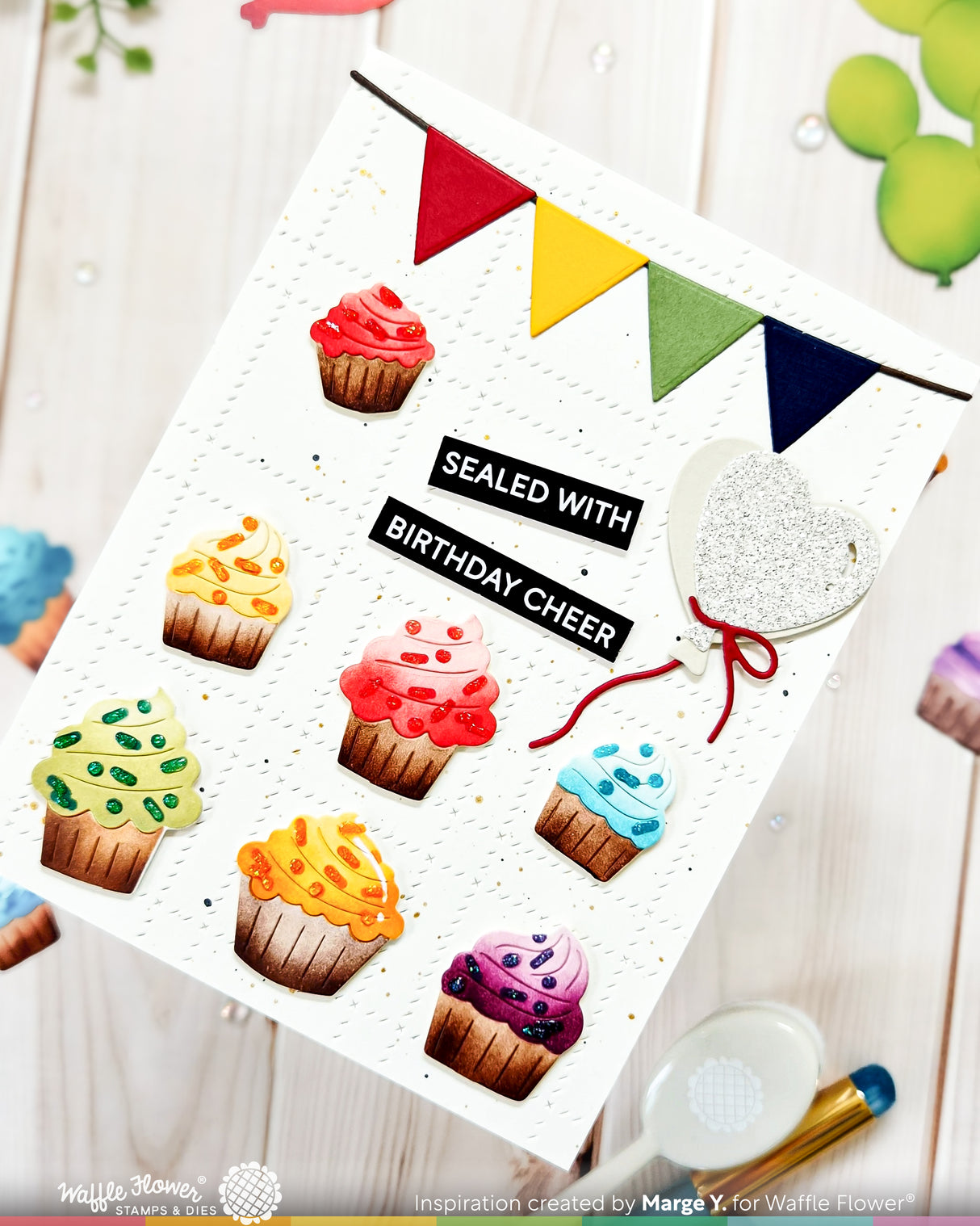 Waffle Flower Cupcake Background Coloring Stencil - 421977