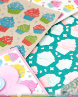 Waffle Flower Cupcake Background Coloring Stencil - 421977