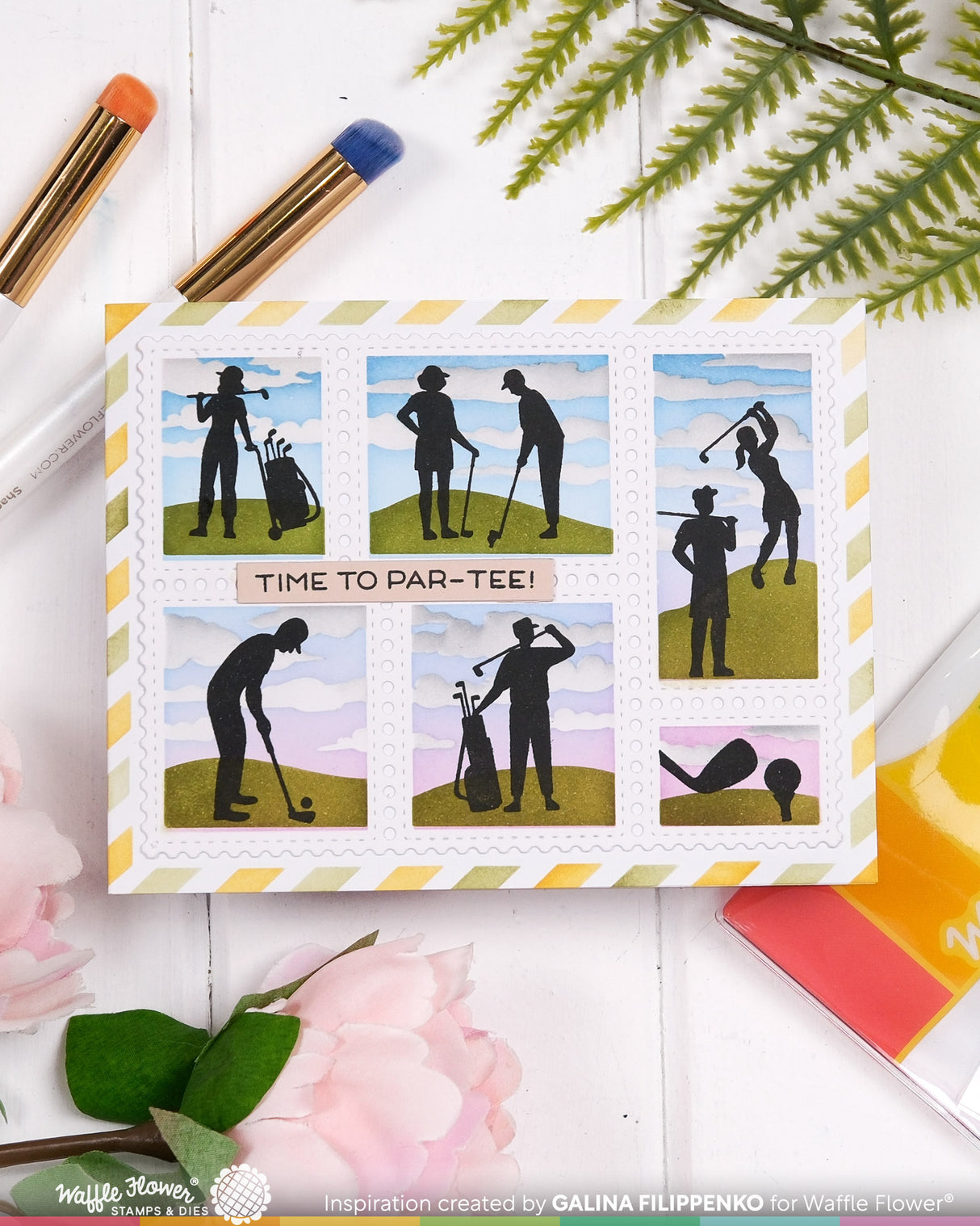 Waffle Flower Postage Collage Golf Silhouettes Stamp Set - 422541