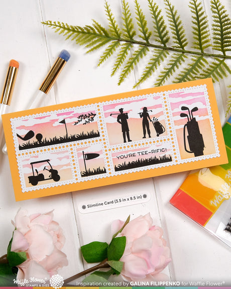 Waffle Flower Postage Collage Golf Silhouettes Stamp Set - 422541