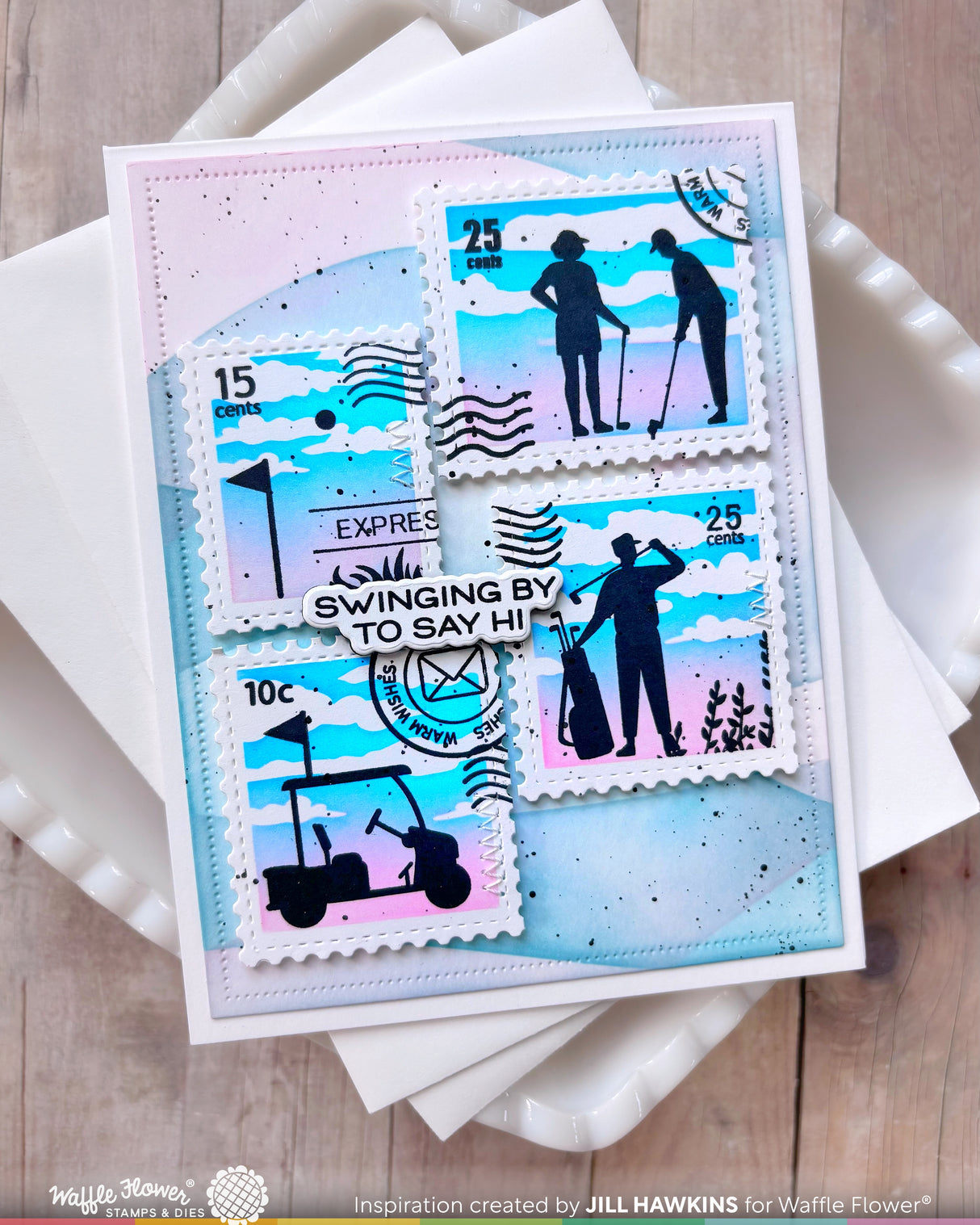 Waffle Flower Postage Collage Golf Silhouettes Stamp Set - 422541