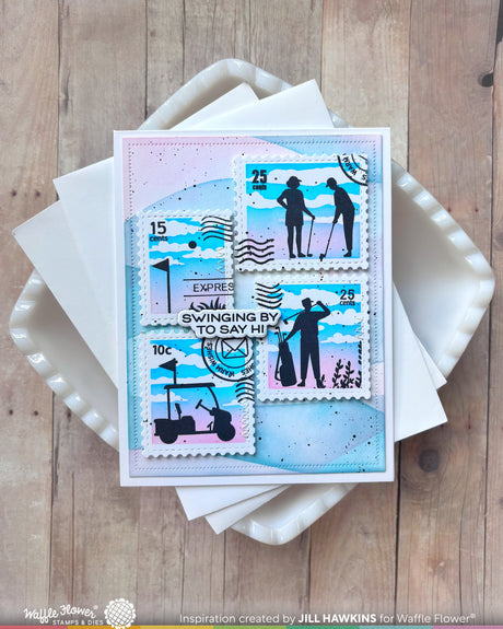 Waffle Flower Postage Collage Golf Silhouettes Stamp Set - 422541