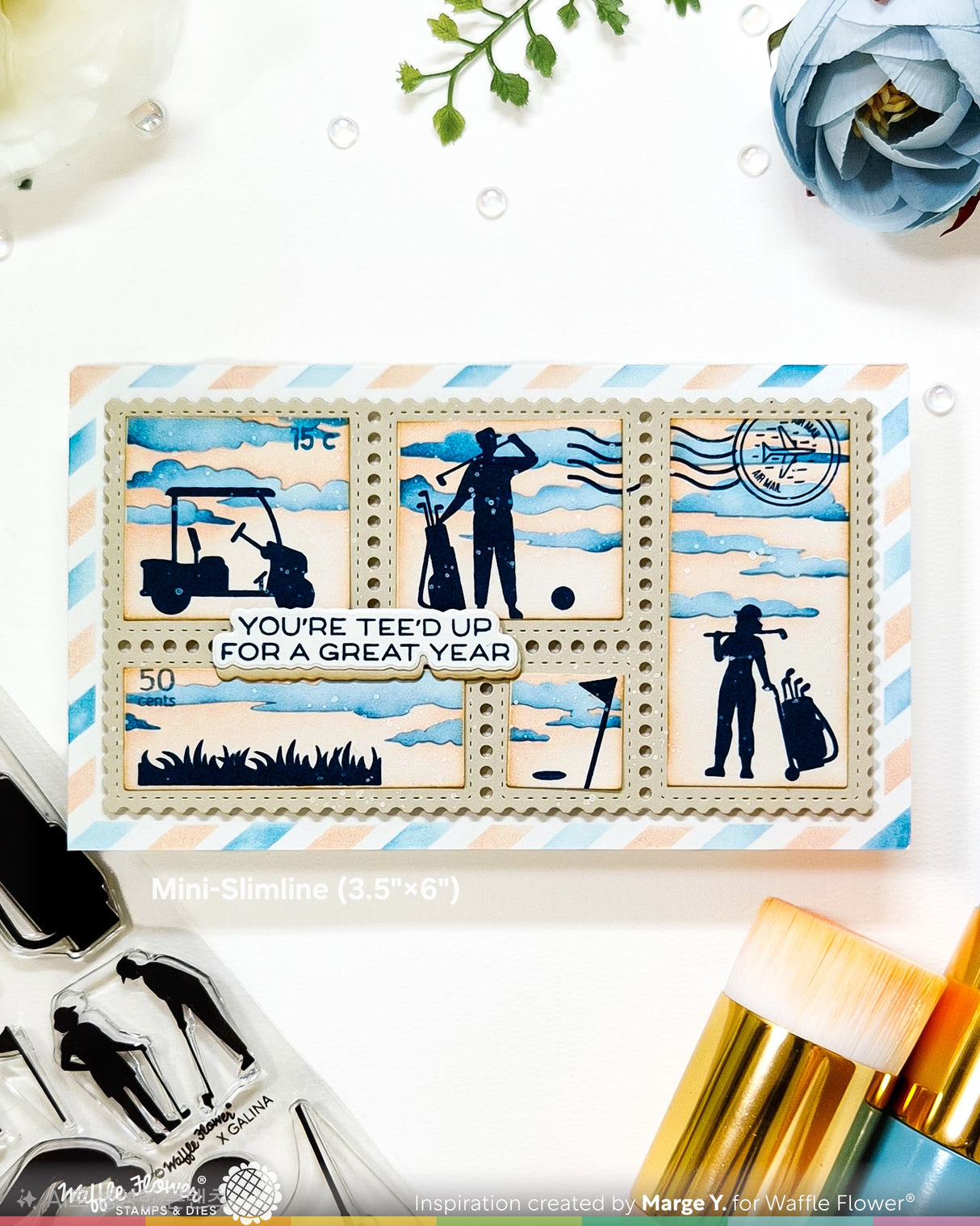 Waffle Flower Postage Collage Golf Silhouettes Stamp Set - 422541