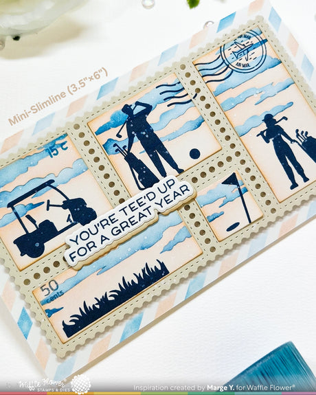 Waffle Flower Postage Collage Golf Silhouettes Stamp Set - 422541