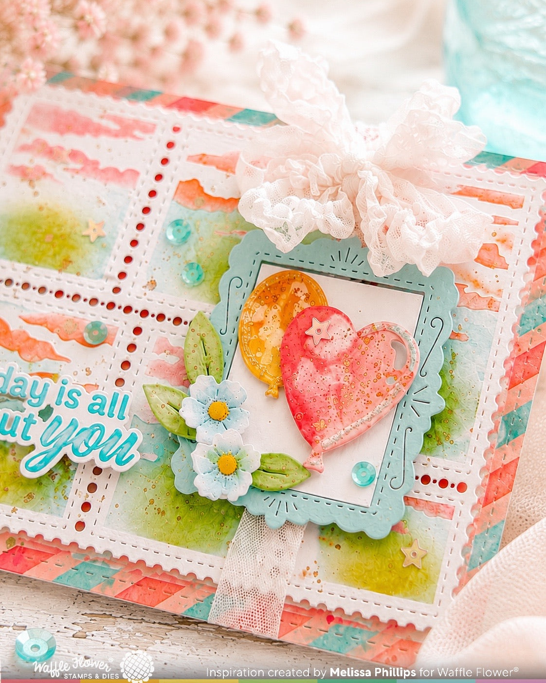 Waffle Flower Postage Collage Fishing Silhouettes Stamp Set - 422555