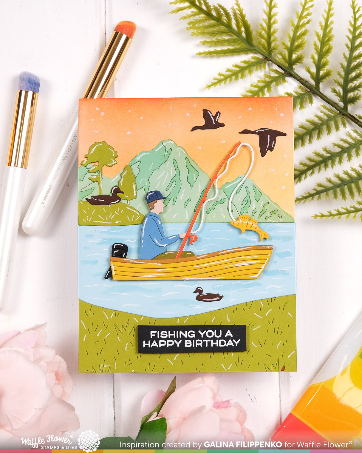 Waffle Flower Lake Scene Die-n-stencil - 422557