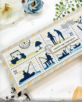 Waffle Flower Postage Collage Slimline Airmail Stencil - 422565