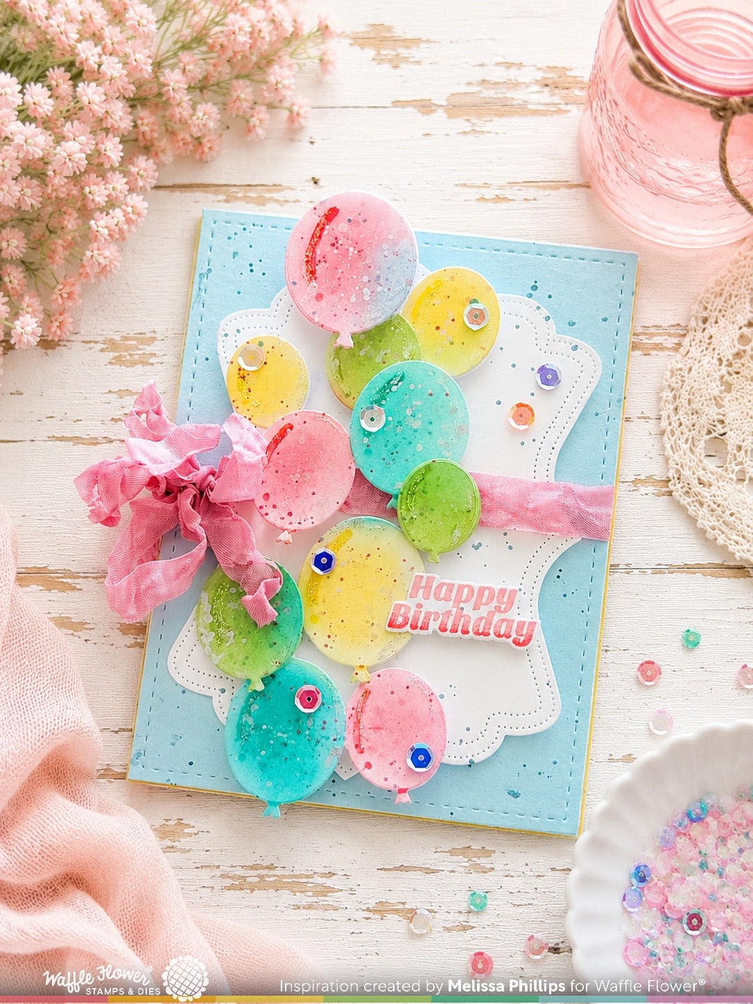 Waffle Flower Balloon Cluster Stencil for A2 A6 A7 - 422569