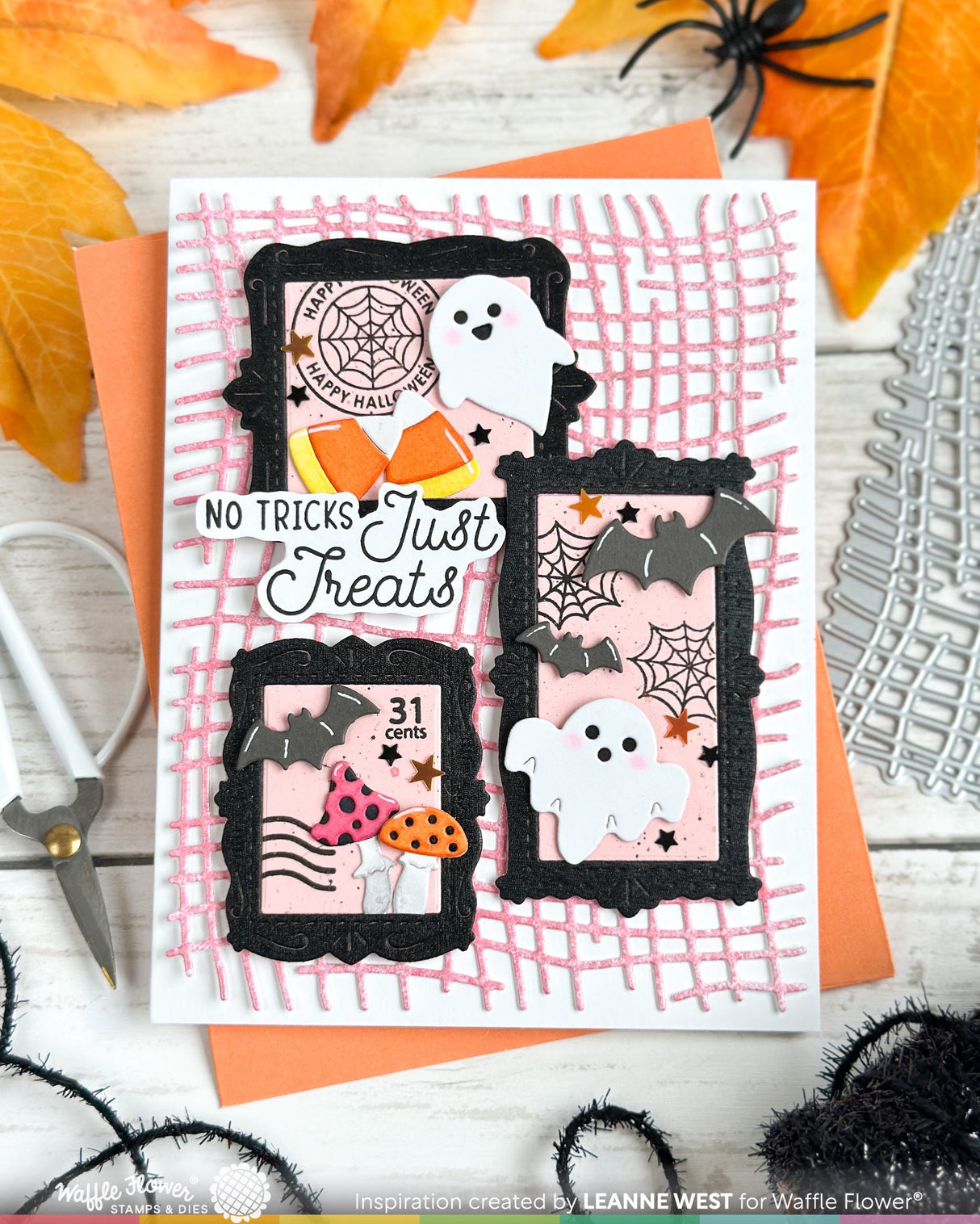Waffle Flower Postage Collage Spooktacular Icons Die - 422480