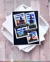 Waffle Flower Postage Collage Haunted House Silhouette Stamp Set - 422605