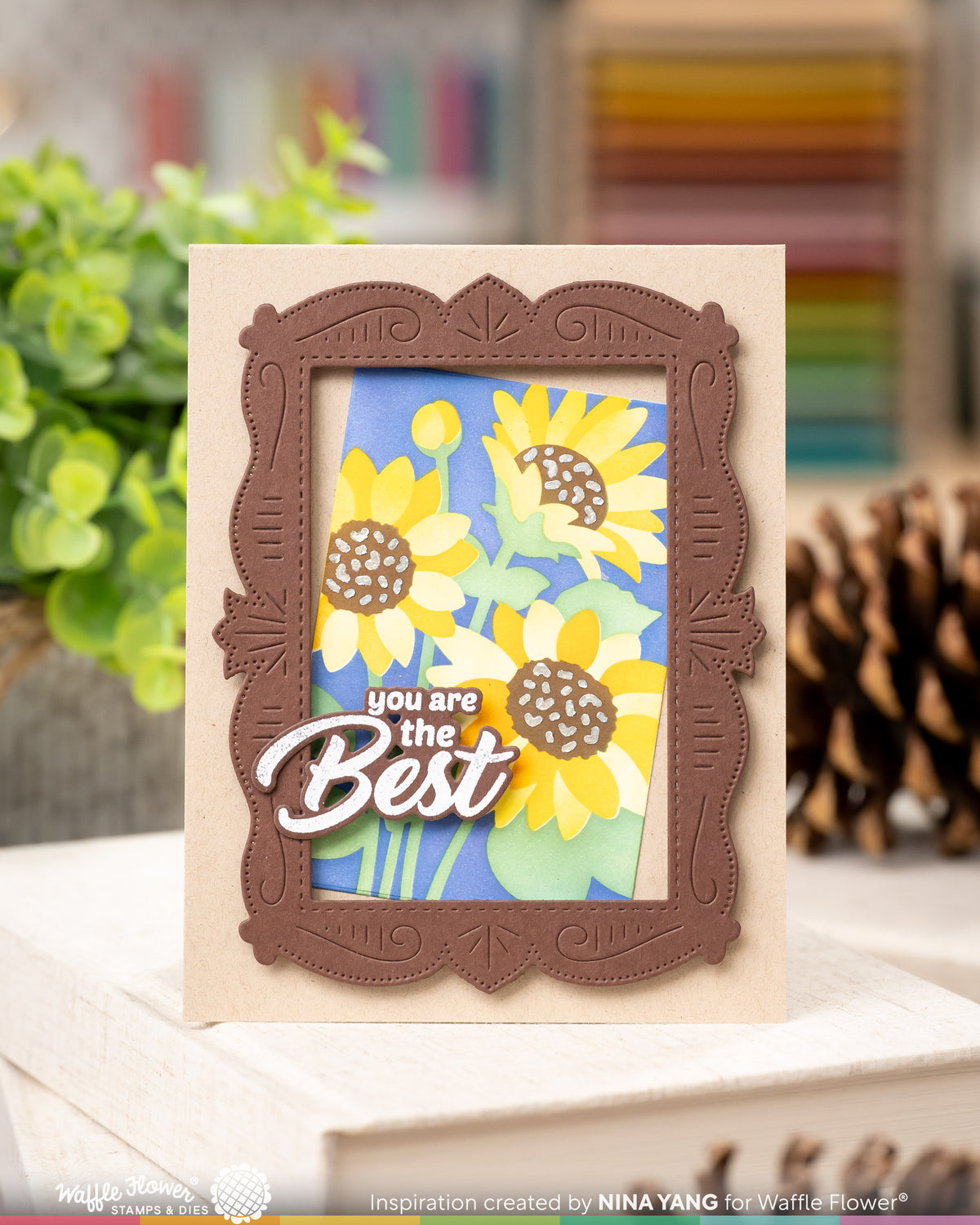 Waffle Flower NPC Sunflower Stencil - 422607