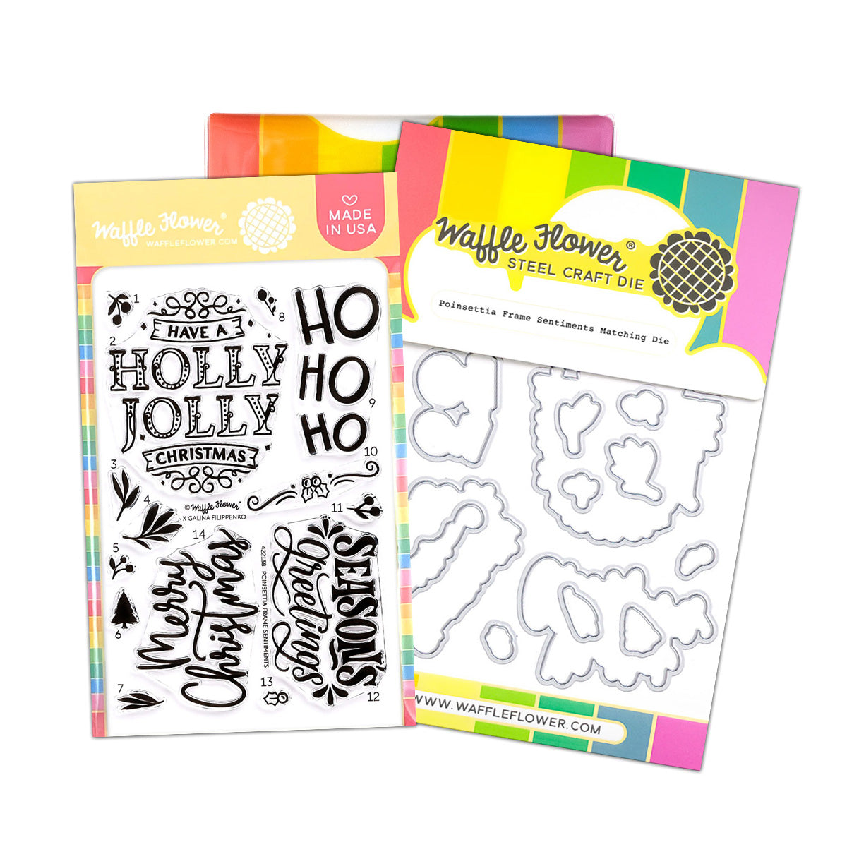 Waffle Flower Crafts Poinsettia Frame Sentiments Combo