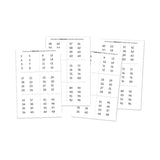 Waffle Flower Crafts Printed Numbers for Ink Swatch 1x0.5 Die (2 sets of 1-96)