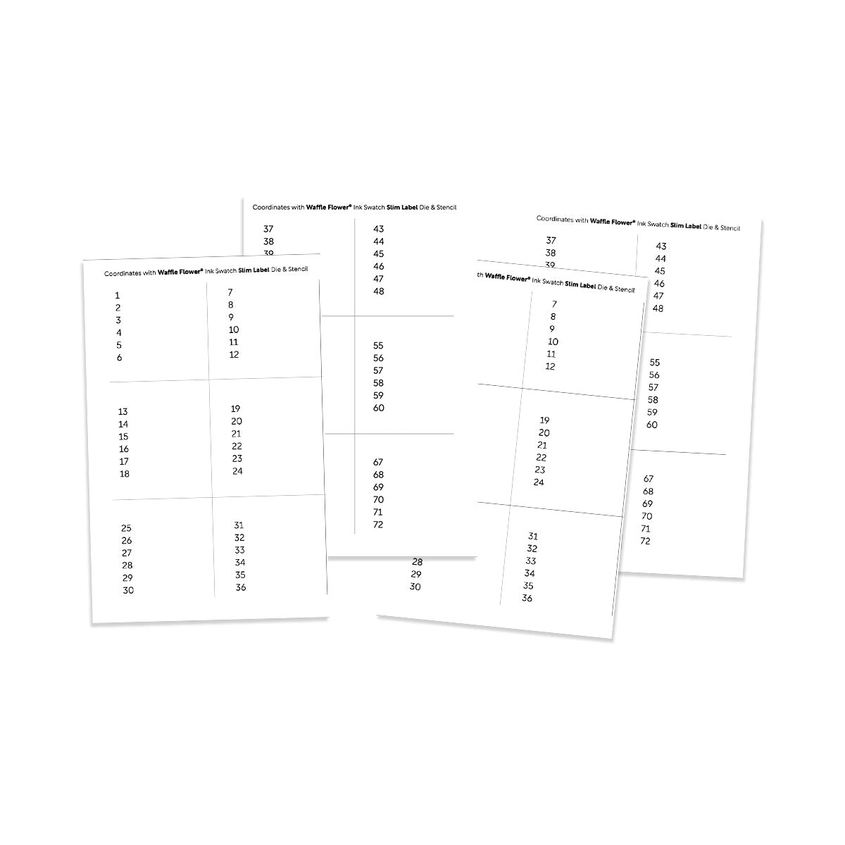 Waffle Flower Crafts Printed Numbers for Ink Swatch Slim Label Die (2 sets of 1-72)