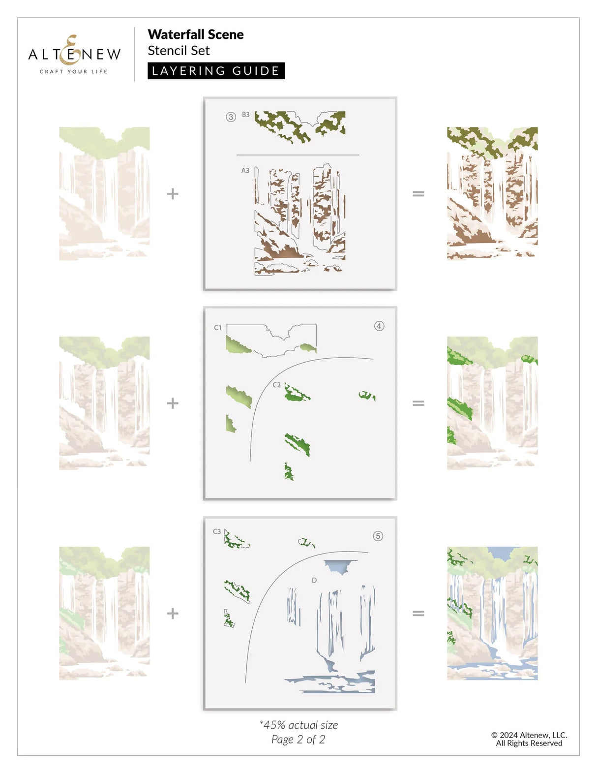 Altenew Waterfall Scene Layering Stencil Set (5 in 1)