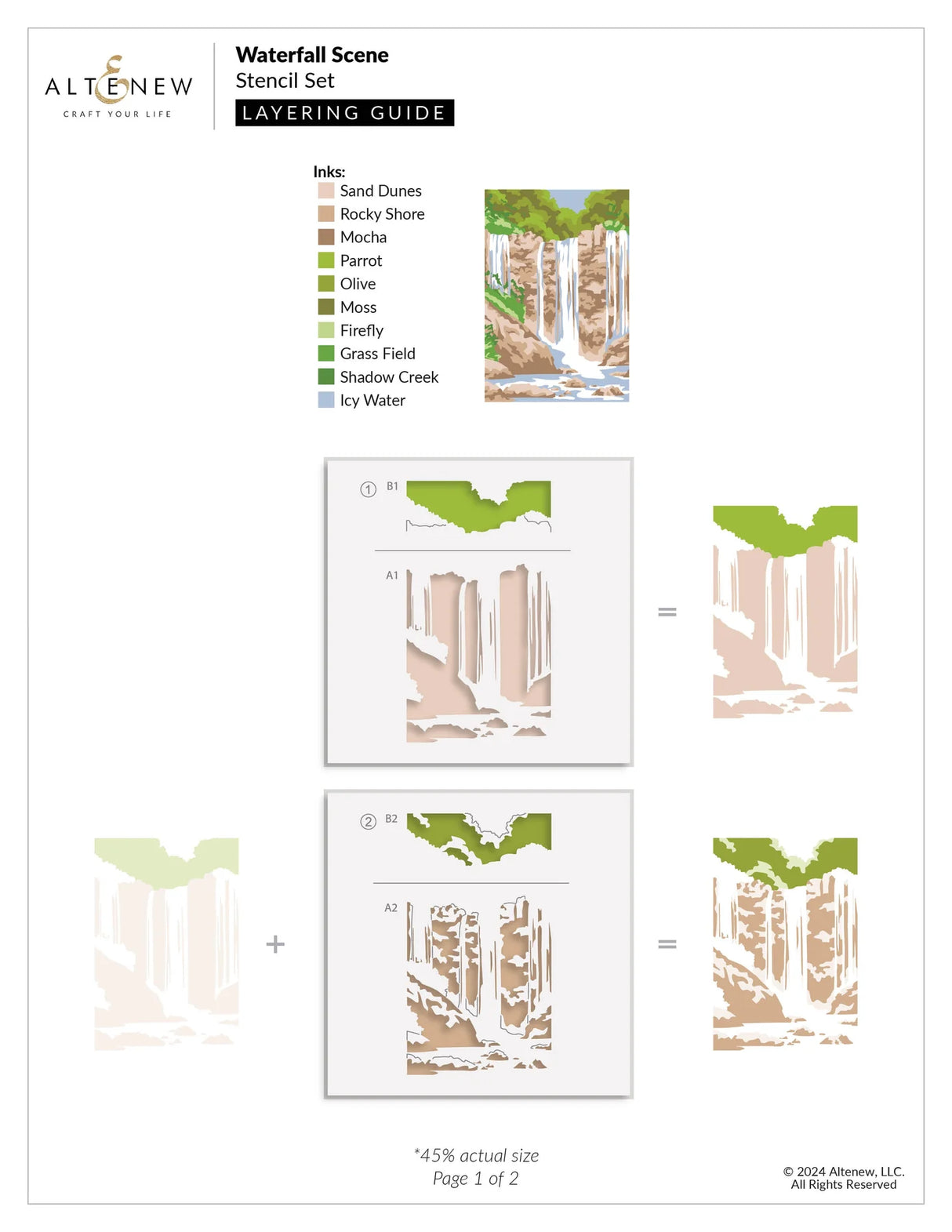 Altenew Waterfall Scene Layering Stencil Set (5 in 1)