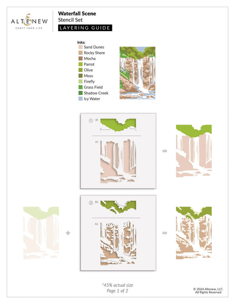 Altenew Waterfall Scene Layering Stencil Set (5 in 1)
