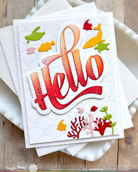 Waffle Flower Waving Hello Word Die (422467)