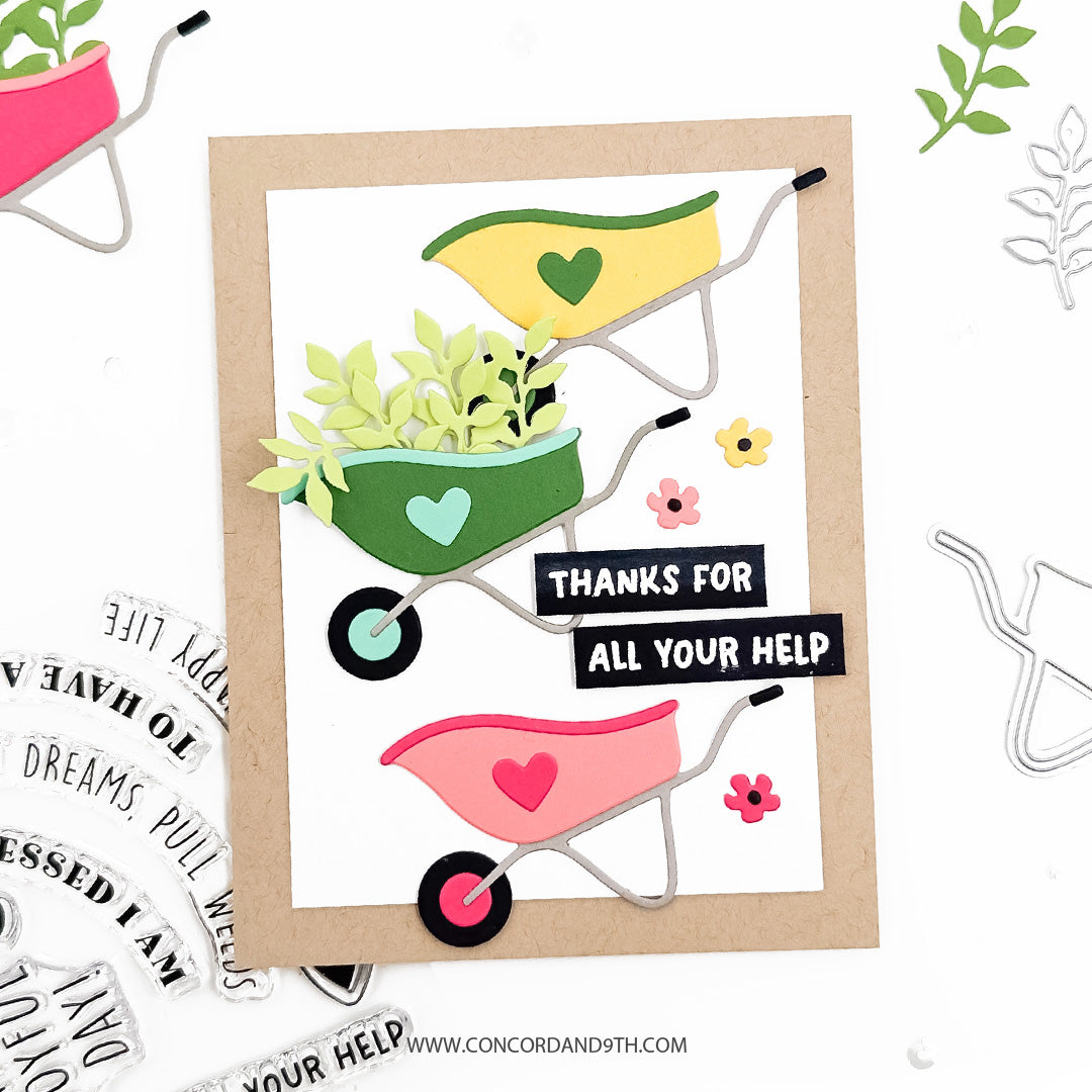Concord & 9th Wheelbarrow Wishes Stamp Set (4 x 4) & die Bundle