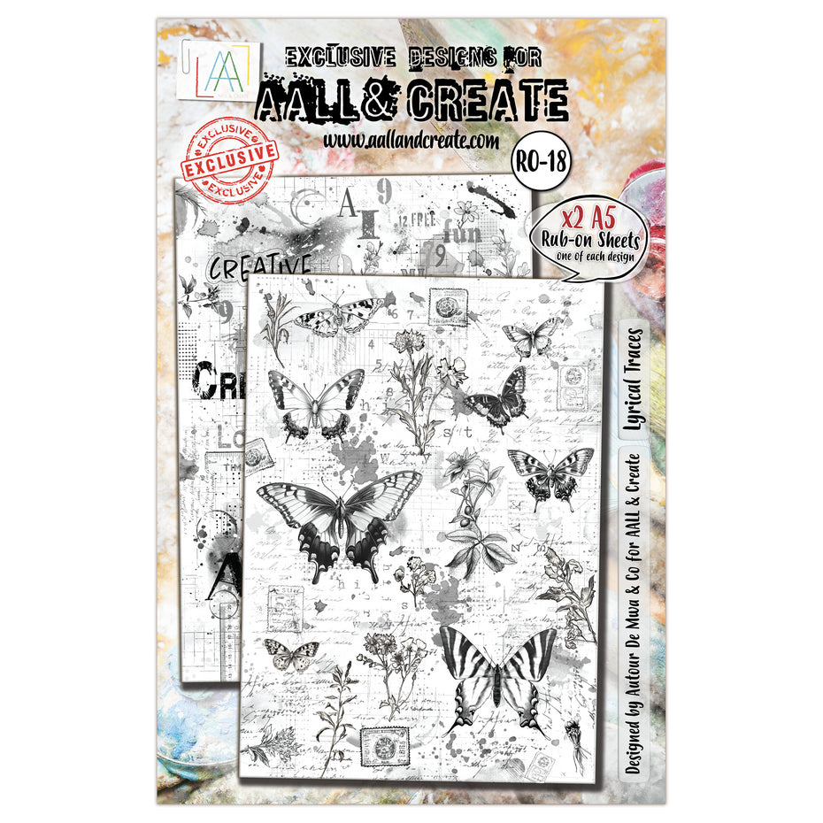 Aall and Create Whispering Botanica A5 Rub-Ons Lyrical Traces (AALL-RO-018)