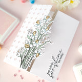 Pinkfresh Studio Whispering Daffodils stamp, die, Stencil and Washi Bundle