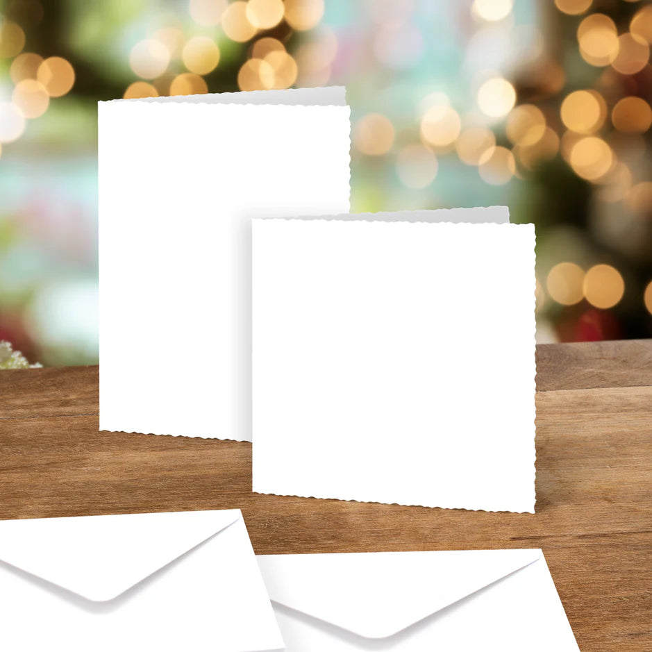Katy Sue Designs White Deckle Edged Cards & Envelopes, Mixed Sizes, Pack of 12