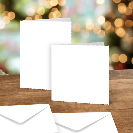 Katy Sue Designs White Deckle Edged Cards & Envelopes, Mixed Sizes, Pack of 12
