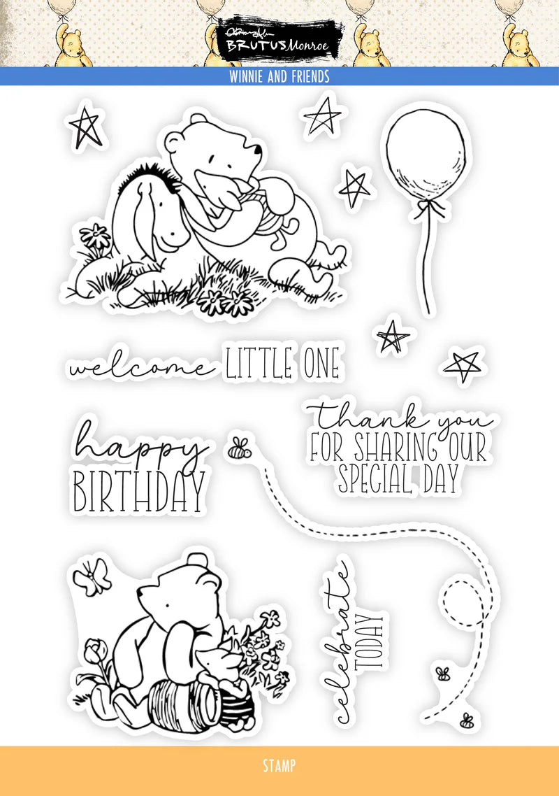 Brutus Monroe Winnie and Friends 6x8 Stamp Set