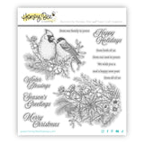 Honey Bee Stamps Winter Song - 6"x 6" Rubber Cling Stamp Set / Die Bundle