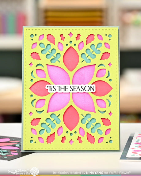 Waffle Flower Crafts Winter Floral Stencil